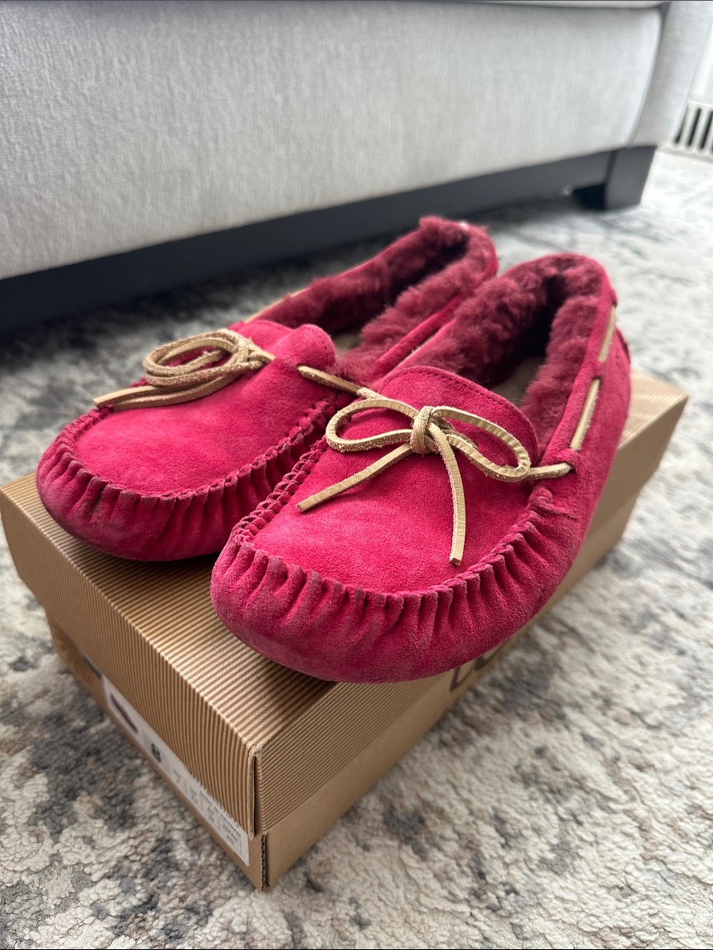 UGG Ruby Suede Moccasin Slippers with Bow